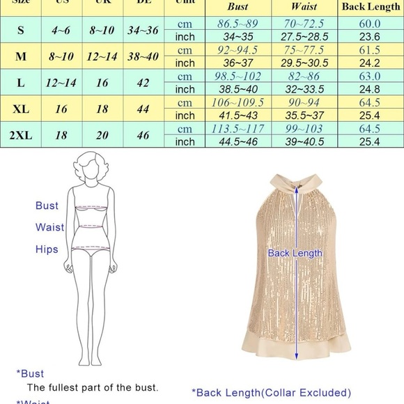 Woman’s Sequin Sleeveless Halter Tank Top, XXL, NWT - Picture 5 of 7